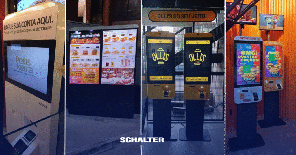Totens de autoatendimento Schalter para restaurantes em operação.