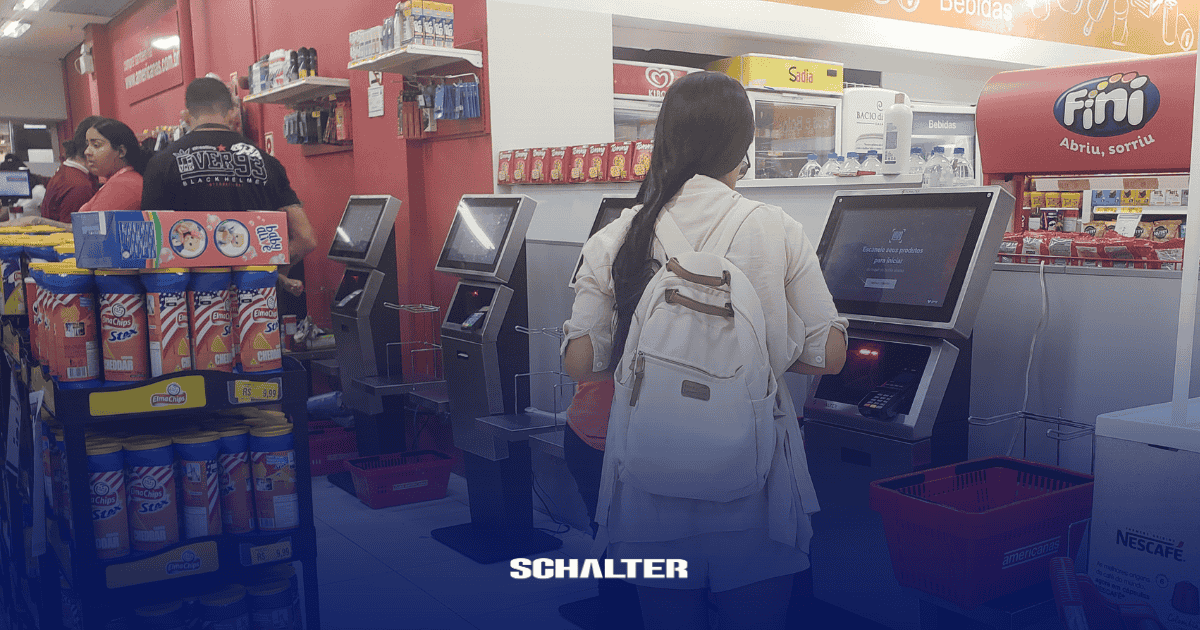 implementacao-autoatendimento-schalter (1) Terminal de Self Checkout Schalter UNA em loja da Americanas