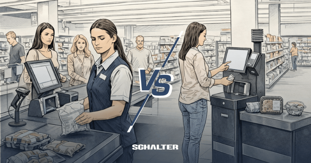 Comparação de custo por atendimento entre caixa tradicional e self-checkout no varejo brasileiro em 2025